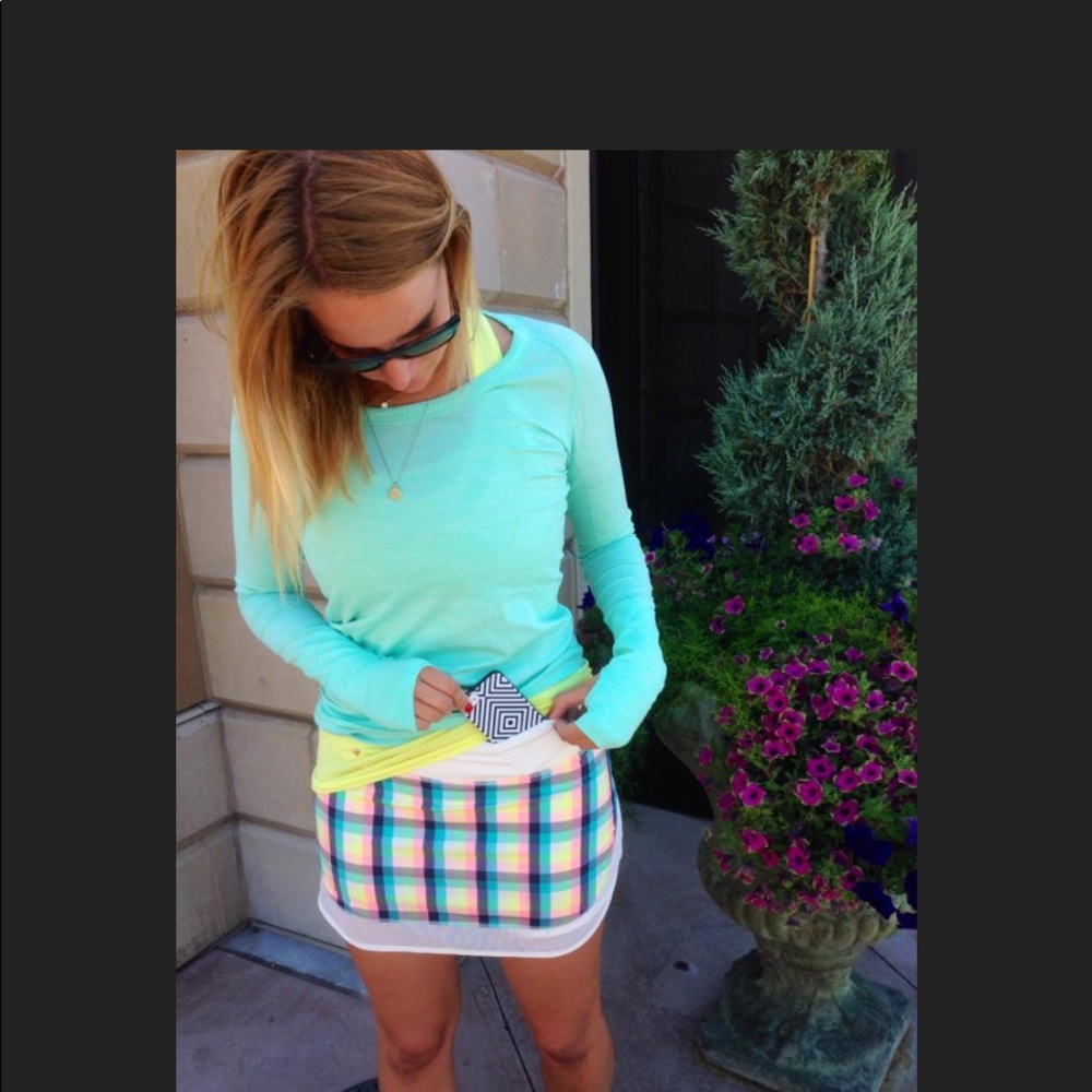 NWT! Lululemon 6 Hotty Hot Skirt Plaid Polka Dots Wee Wheezy Multi Check White